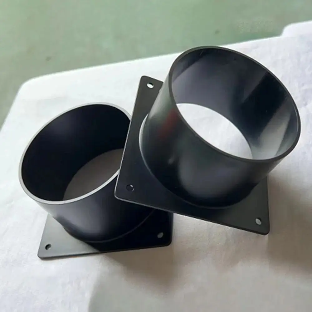 ABS Black Flange Connector 75/100/120/150mm Dia Square Bottom Air Inlet and Outlet Ducting Connection Flange Pipe Fittings