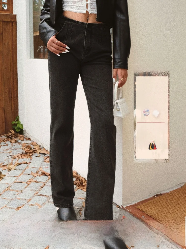 

ITSNIKAR винтажные джинсы с выцветшими прямыми штанинами, женские утягивающие широкие брюки с высокой талией, брюки-сигареты, весна-осень