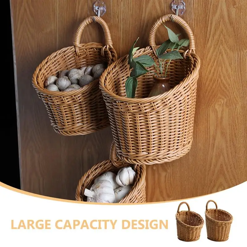 

2pcs Woven Flower Organization Woven Hanging Organization Farmhouse Wall Hanging Organization Vegetable Organization Furniture