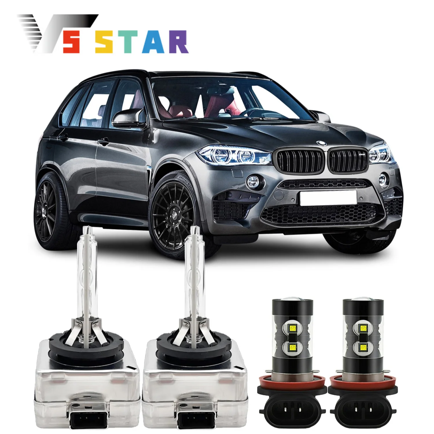 

Высокое качество 2 шт. передние HID фары High-Low + 2 шт. светодиодные противотуманные фары для BMW X5 2007-2015 белые