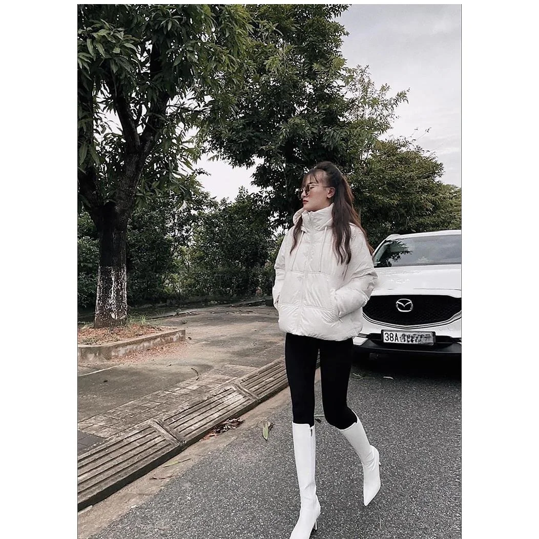 Jaet de algodón con capucha decorativa para mujer, ropa elástica azul con dobladillo cerrado, almacén de trabajo, Otoño Invierno, Faion