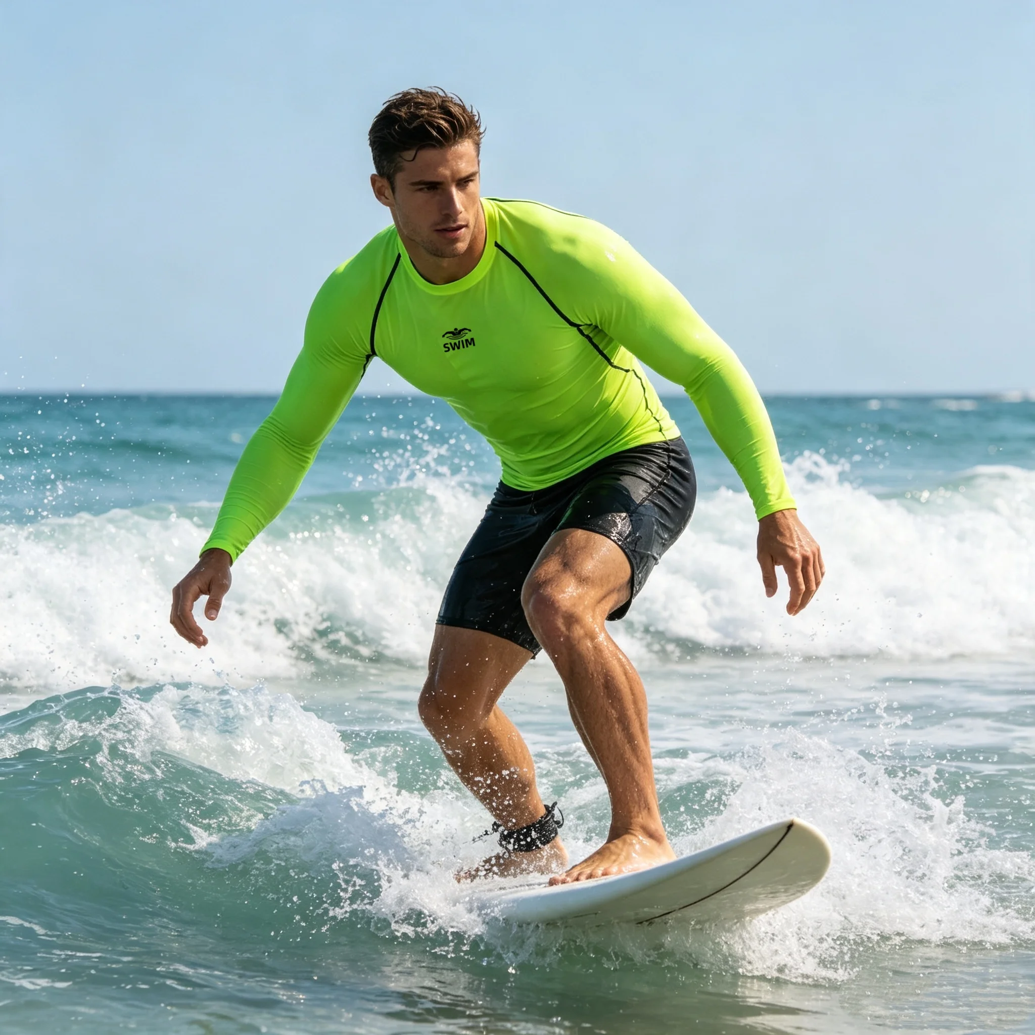 New Men Surf Sunscreen Diving Suit Rash Protection T-Shirt Long Sleeve Stretch Tight Quick Dry Protection Surf Swim Workout Top