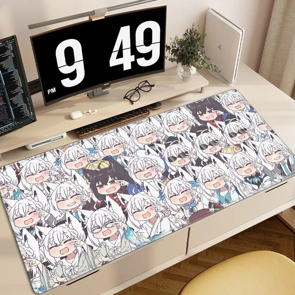 

Gaming Mouse Pad Hololive Shirakami Fubuki Computer Keyboard Desk Mat PC Extended Mousepad Laptop Pad Soft Anti-slip Table Mat