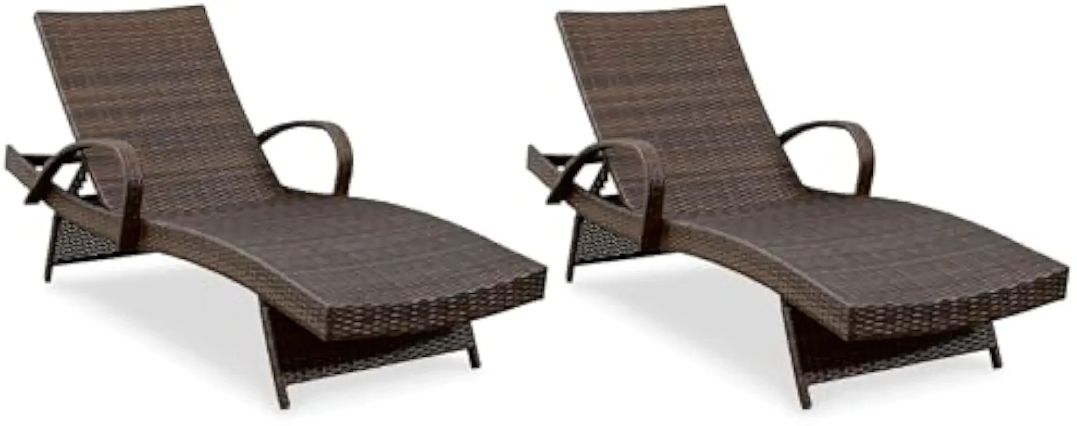 Design by Ashley Outdoor Kantana 2 Piece Patio Wicker Chaise Lounge Set, Brown