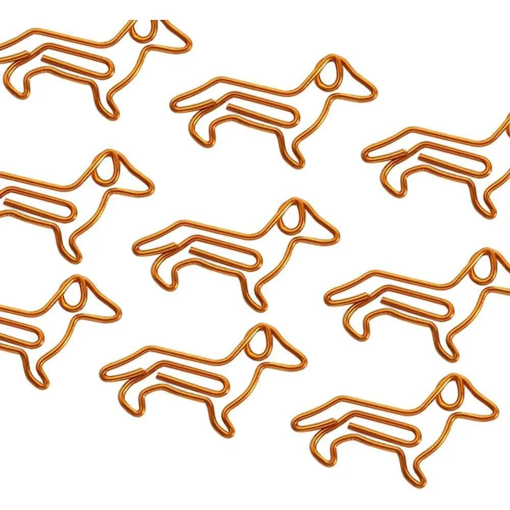 20 gold Dachshund shaped paper clips, cute little paper clips, cute paper clip bookmarks, plan clips, paper clips