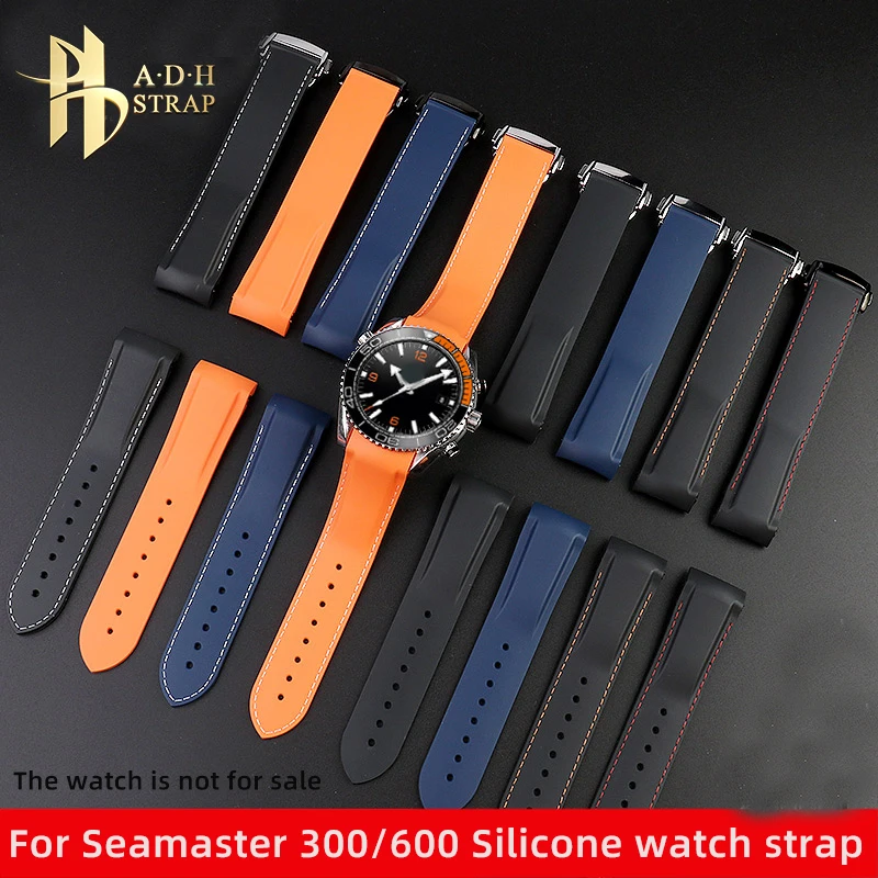 Waterproof Sports Silicone Strap For Omega Quarter Orange Seamaster Speedmaster Marine Universel Rubber Watchband  20 22mm