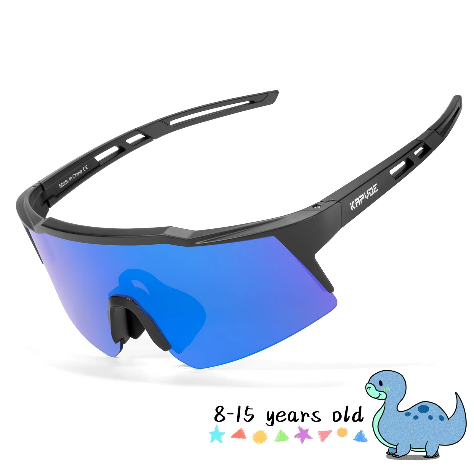 Kapvoe Kinder-Radsport-Sonnenbrille im Alter von 8–15 Jahren, Baseball, Laufen, Kinderbrille, UV400, Sport, Reiten, Fahrradbrille