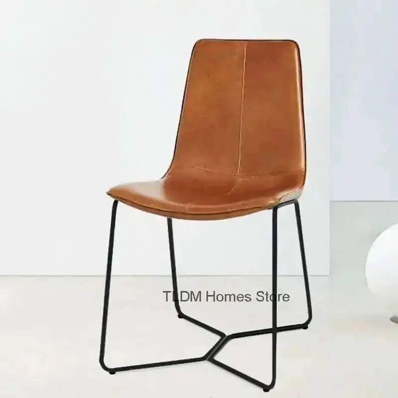 

Nordic Luxury Chair Light Iron Restaurant Dining Dining Chairs Household Leather Minimalist Modern Cafe Backrest Chair