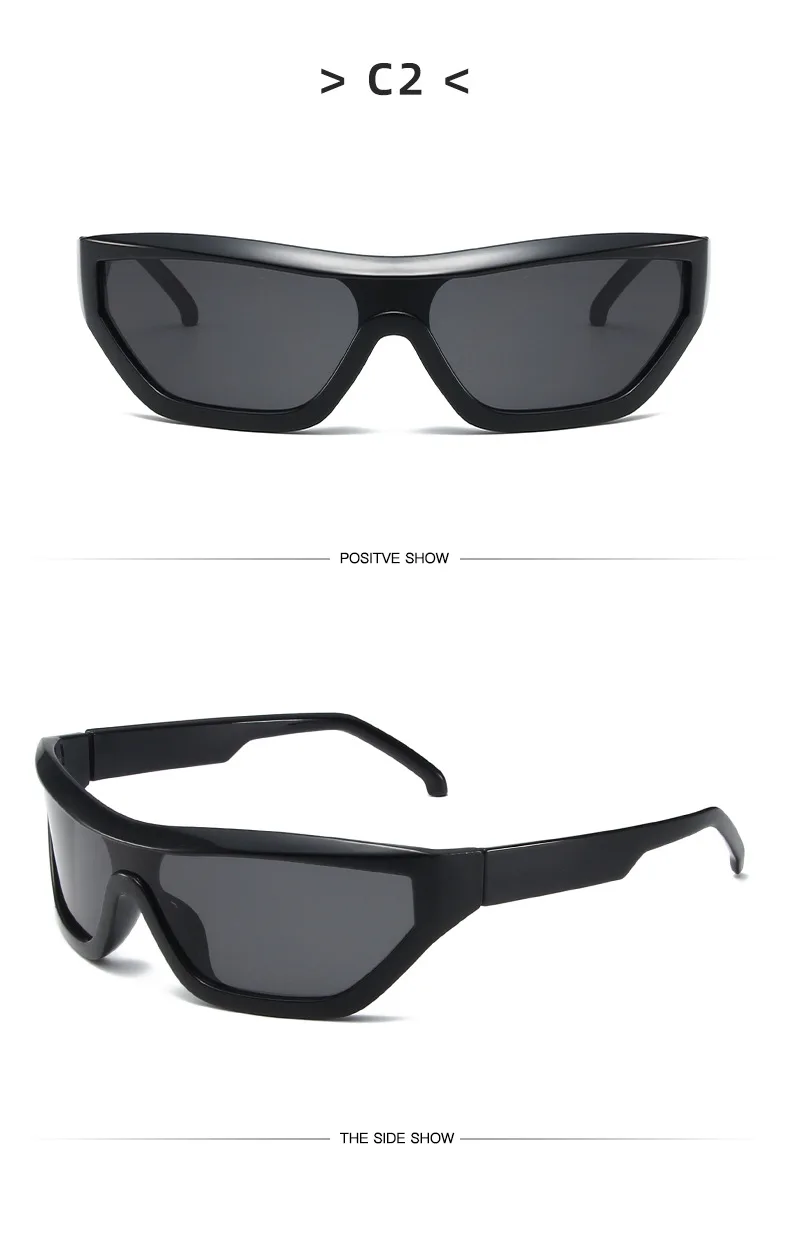Vintage Luxus Marke Designer Übergroße Pilot Sonnenbrille Frauen Für Männer Shades Großen Rahmen Winddicht Beliebte Punk Sonnenbrille UV400 – Detail 7