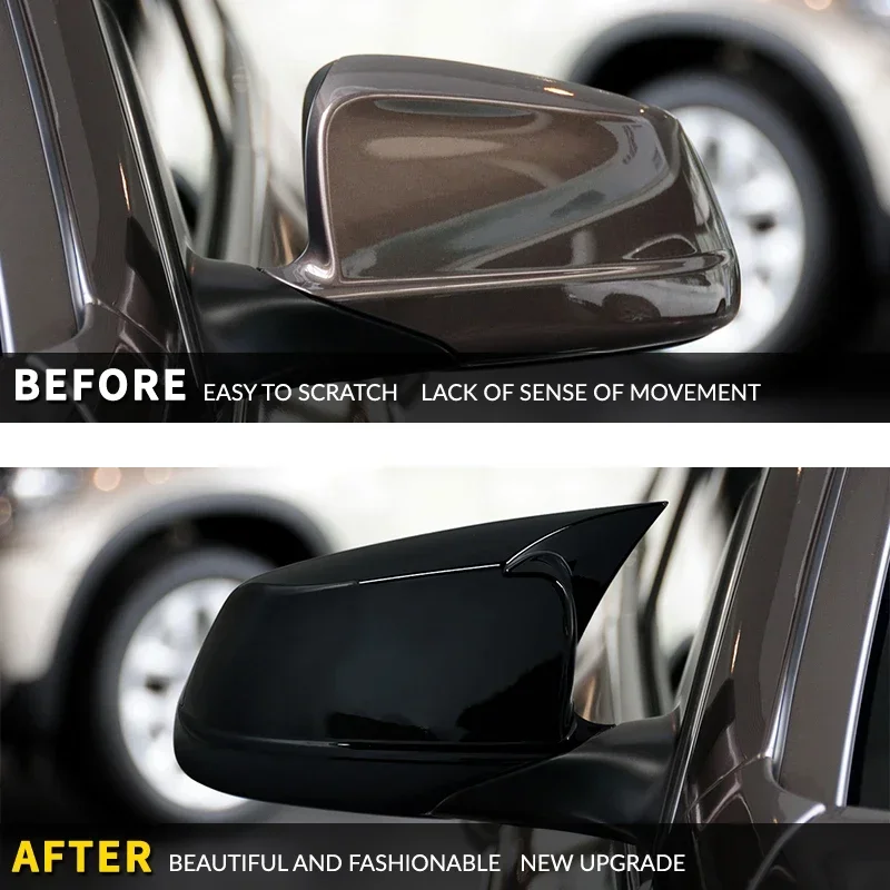 2PCs Side Mirror Cover Rearview Wing Mirror Cap Fit For Bmw 5 Series F10 F11 F18 Pre-LCI 2010-2013 Auto parts Original Black