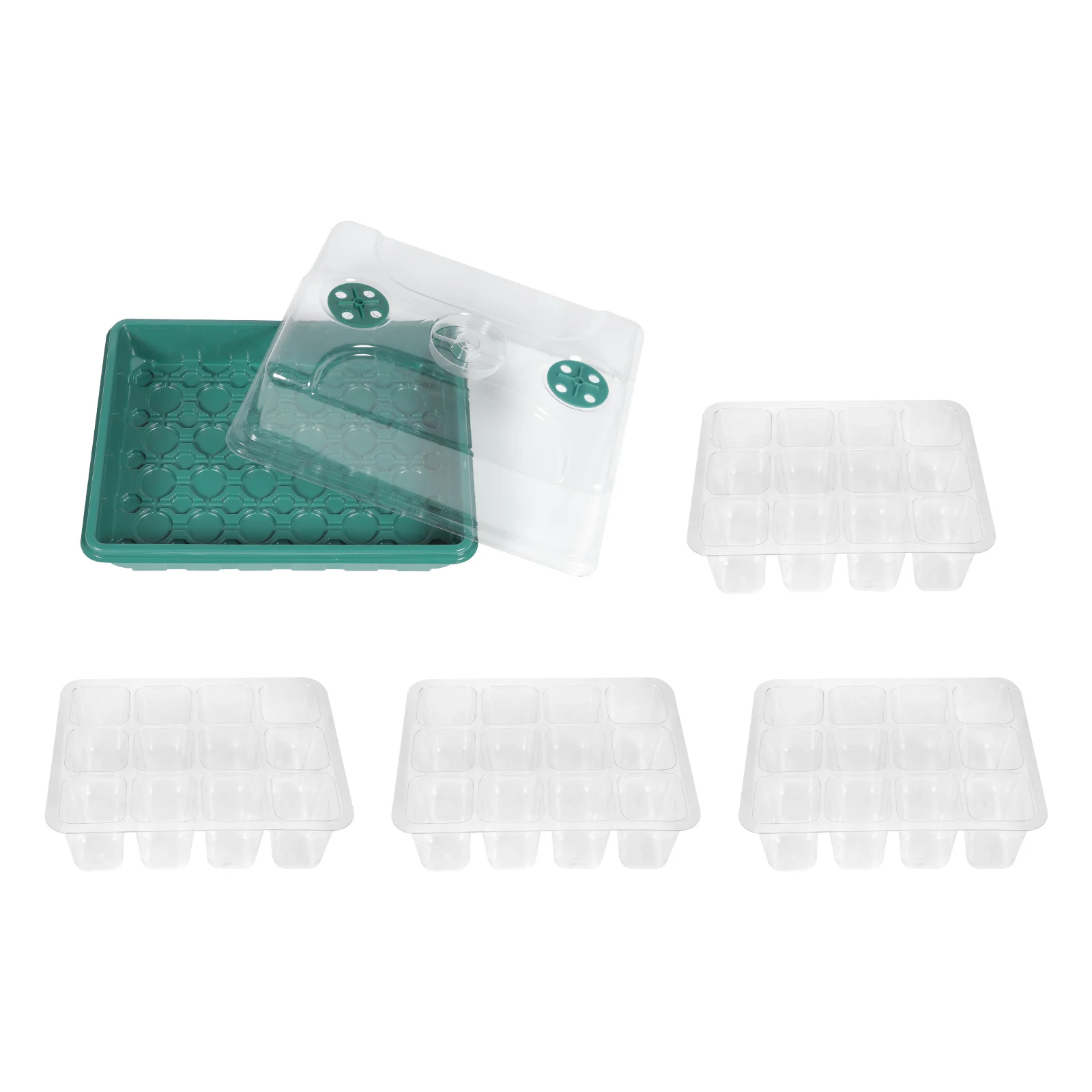

1 set Planting Box Set Germination Trays Sowing Tray for Vegetables Flowers Seedlings PP Growing Kit with 12-Hole Plates Garden