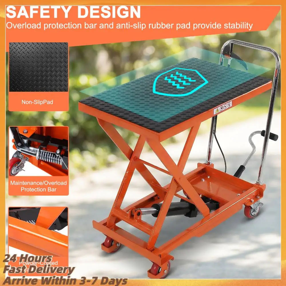 

Промышленный гидравлический подъемный стол из высокоуглеродистой стали, однозакрытый ножничный, высота подъема 28 дюймов, с колесами, для перемещения материалов