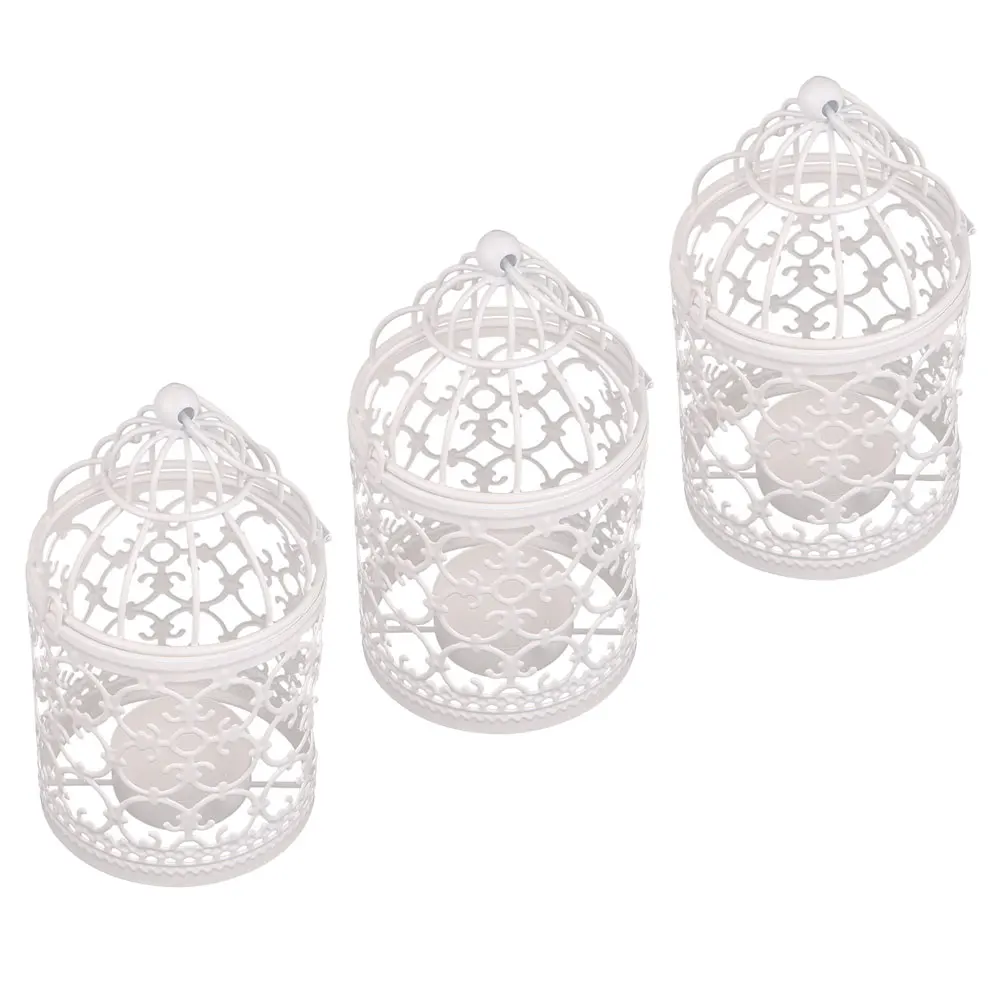 

3 pcs Bird Cage Holders Iron Candlestick European Style Home Decor Gift For Christmas Housewarming Tealight Stand Nordic