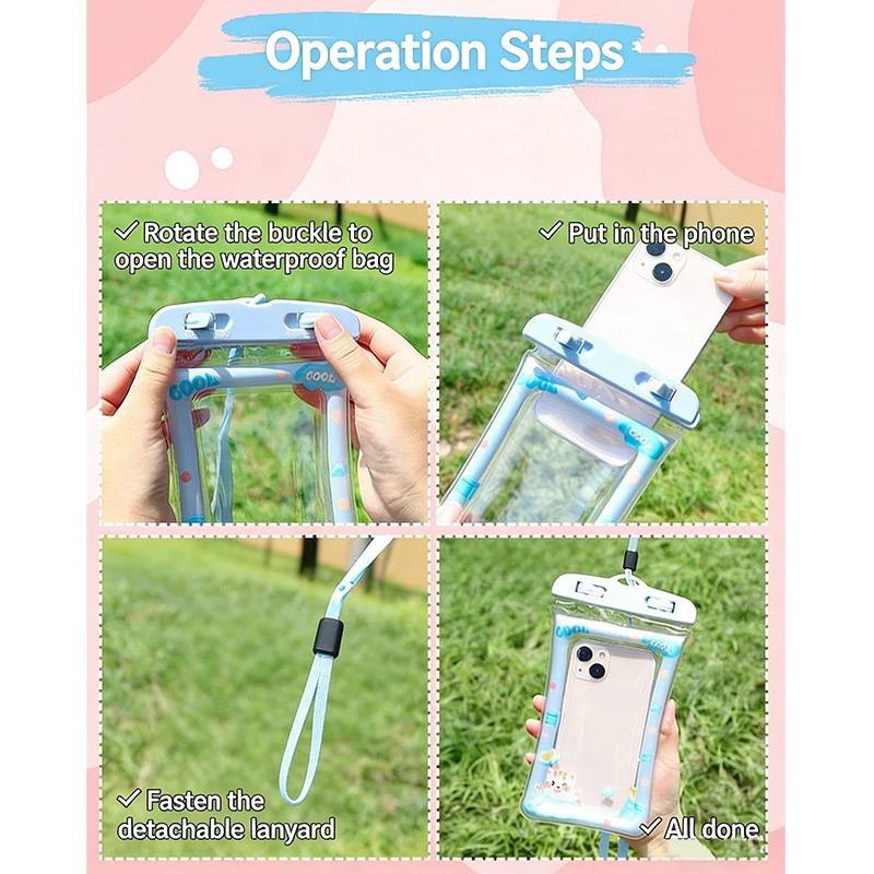 【Happy】Cartoon Waterproof Phone Case With Touchscreen Airbag Water Festival Neck Protector. be used for sizes below 6.67 inches! view 5