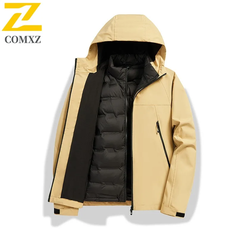

COMXZ Мужская стеганая куртка 2025 Теплая функциональная водонепроницаемая стеганая куртка для альпинизма Снежные ветрозащитные высококачественные зимние куртки