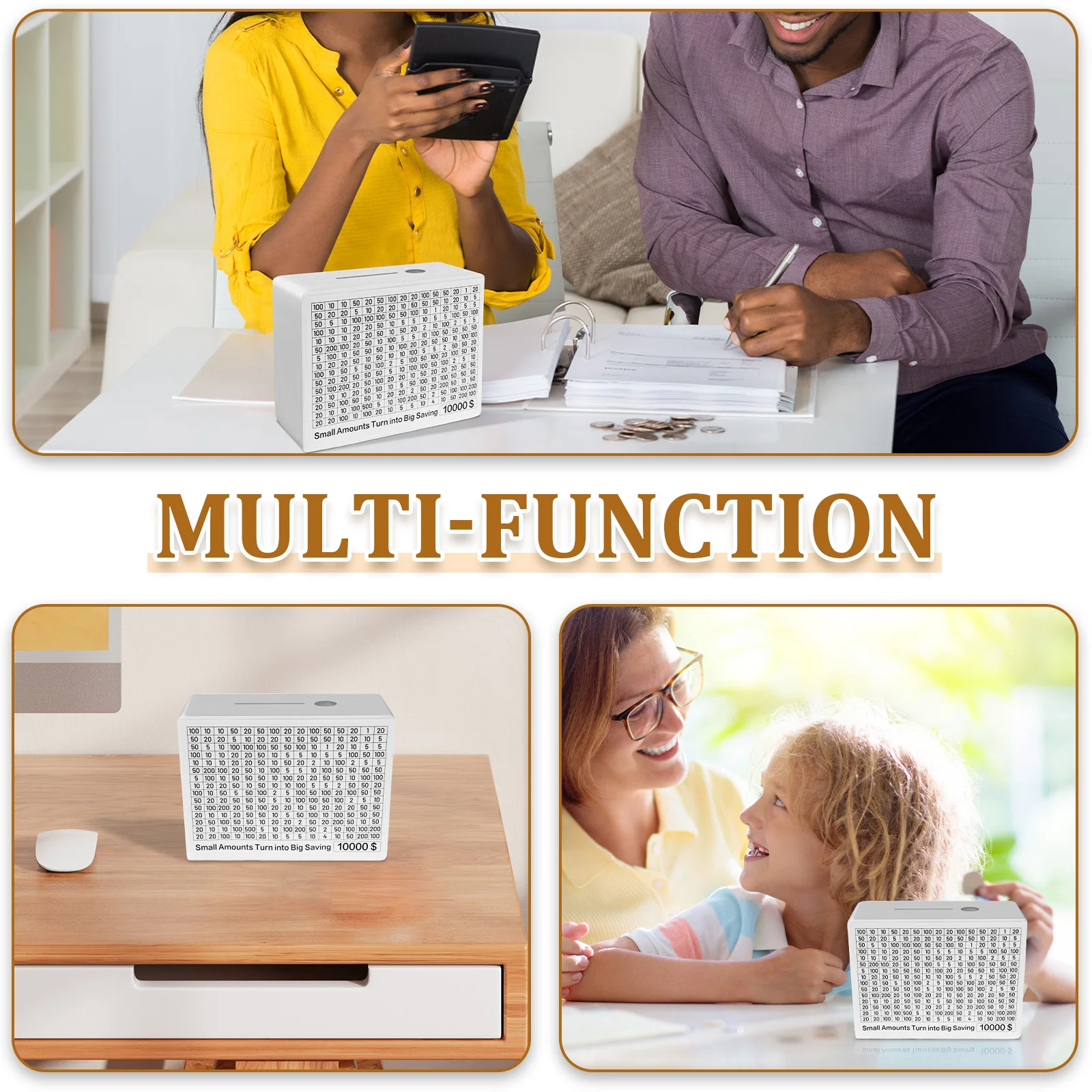 صندوق توفير المال من 500 إلى 10000 دولار، صناديق النقود الخشبية، قطعة واحدة من صناديق المال المصممة، حقيبة تخزين نقدية مع ملصقات #5
