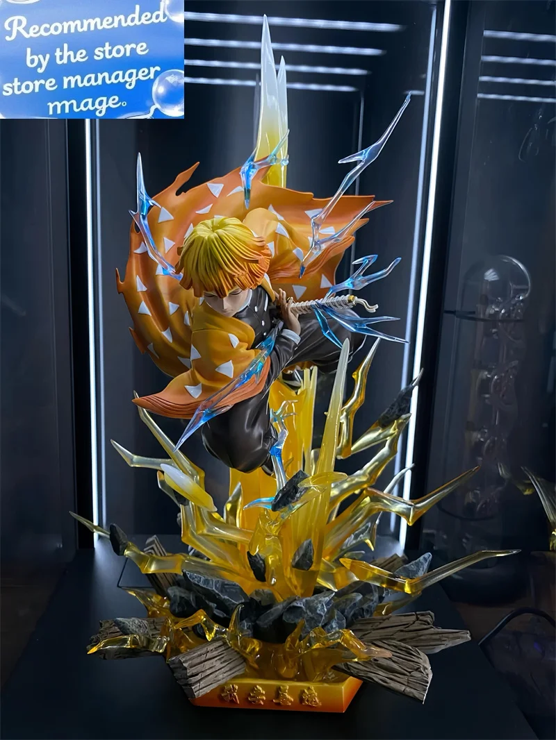 

30 см аниме фигурка «Убийца демонов» Agatsuma Zen'Itsu светящаяся двуглавая статуя фигурка модель орнамент Gk молодежная игрушка