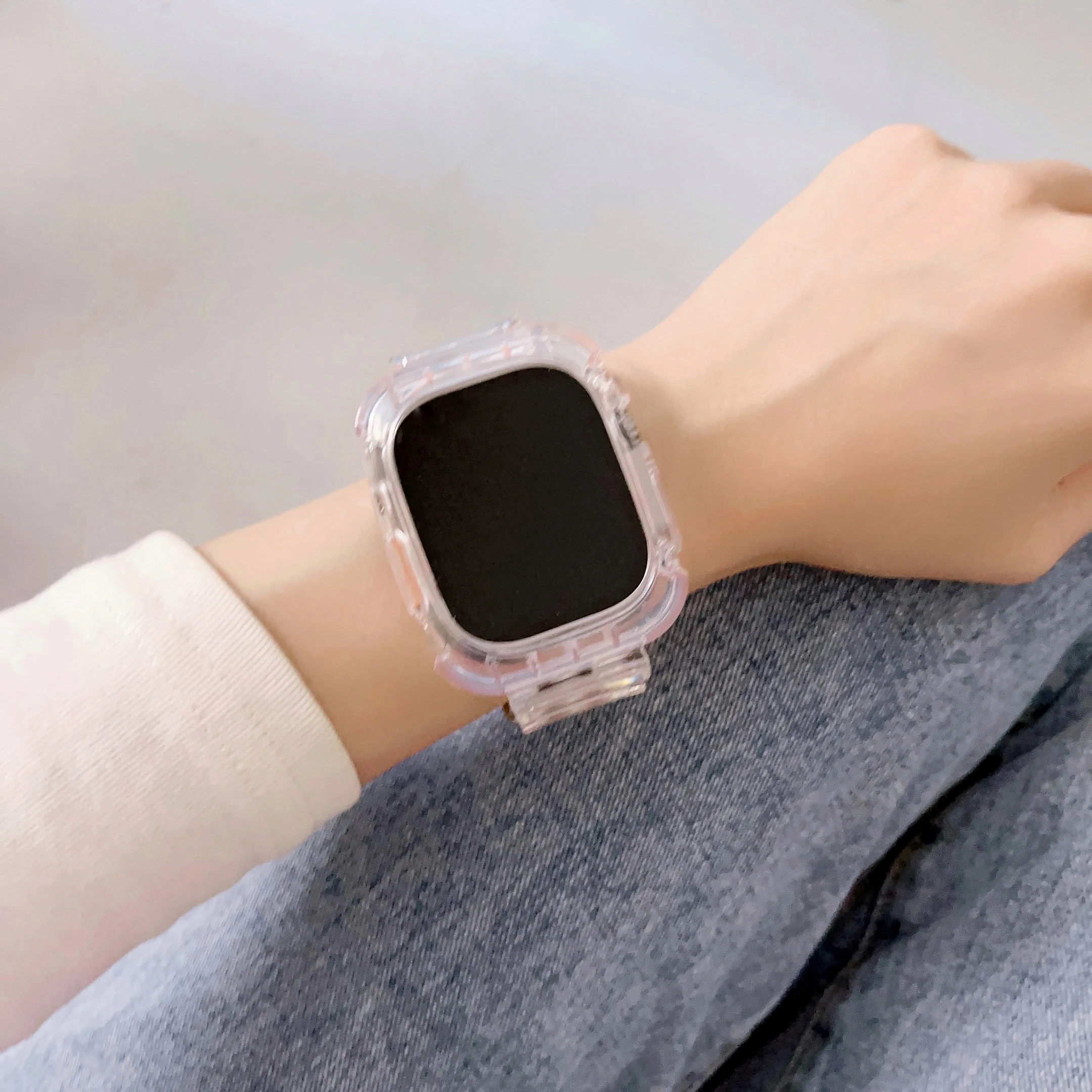 สายนาฬิกา TPU ใสสำหรับ Apple iWatch series10 46มม. SE3 42มม. Ultra3 49มม. สายนาฬิกา Apple 10 46มม. ใส