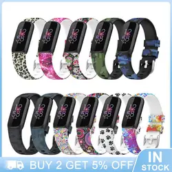 Sweatproof Replacement Strap Watchband For Fitbit Luxe Waterproof Silicone Wristband Color Print Smart Accessories Sport Strap