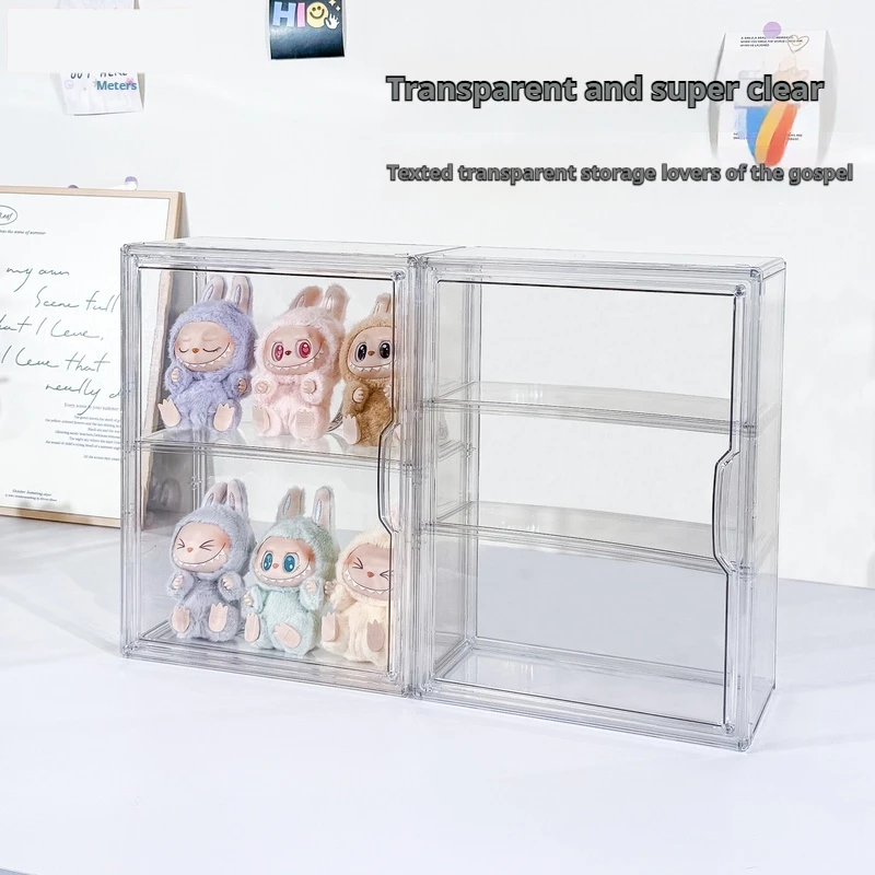 3 Layers Storage Box Transparent Acrylic Display Box for Labubu Blind Box Doll Organizer Desktop Dustproof Cabinet Home Storage
