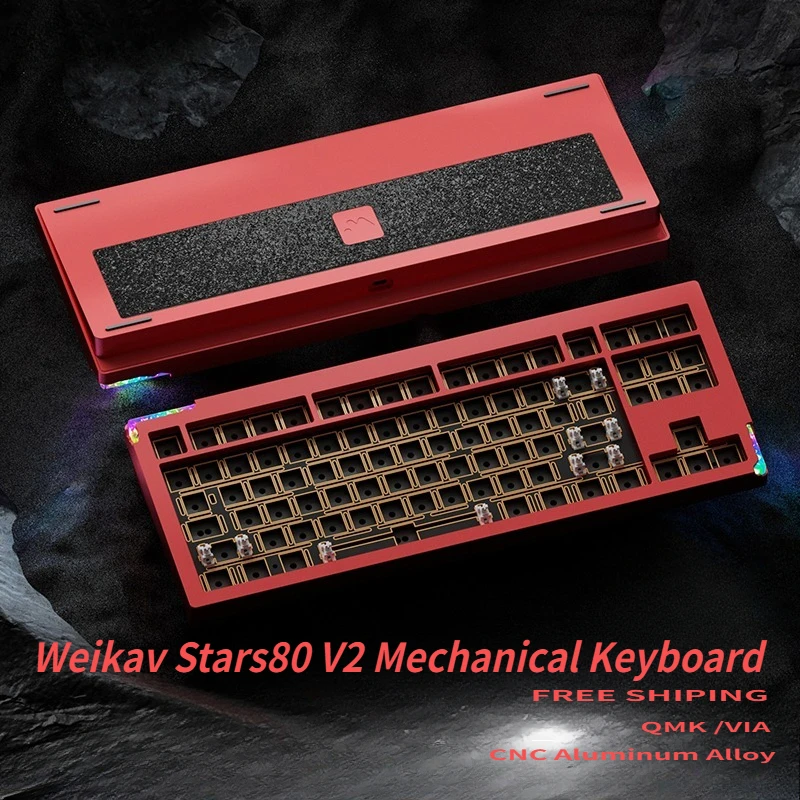 Weikav Stars80 V2/v1 Keyboard Kit Wireless 3Mode CNC Aluminum Alloy  Customized  Rgb Support QMK/VIA Gaming Keyboards PC Laptop