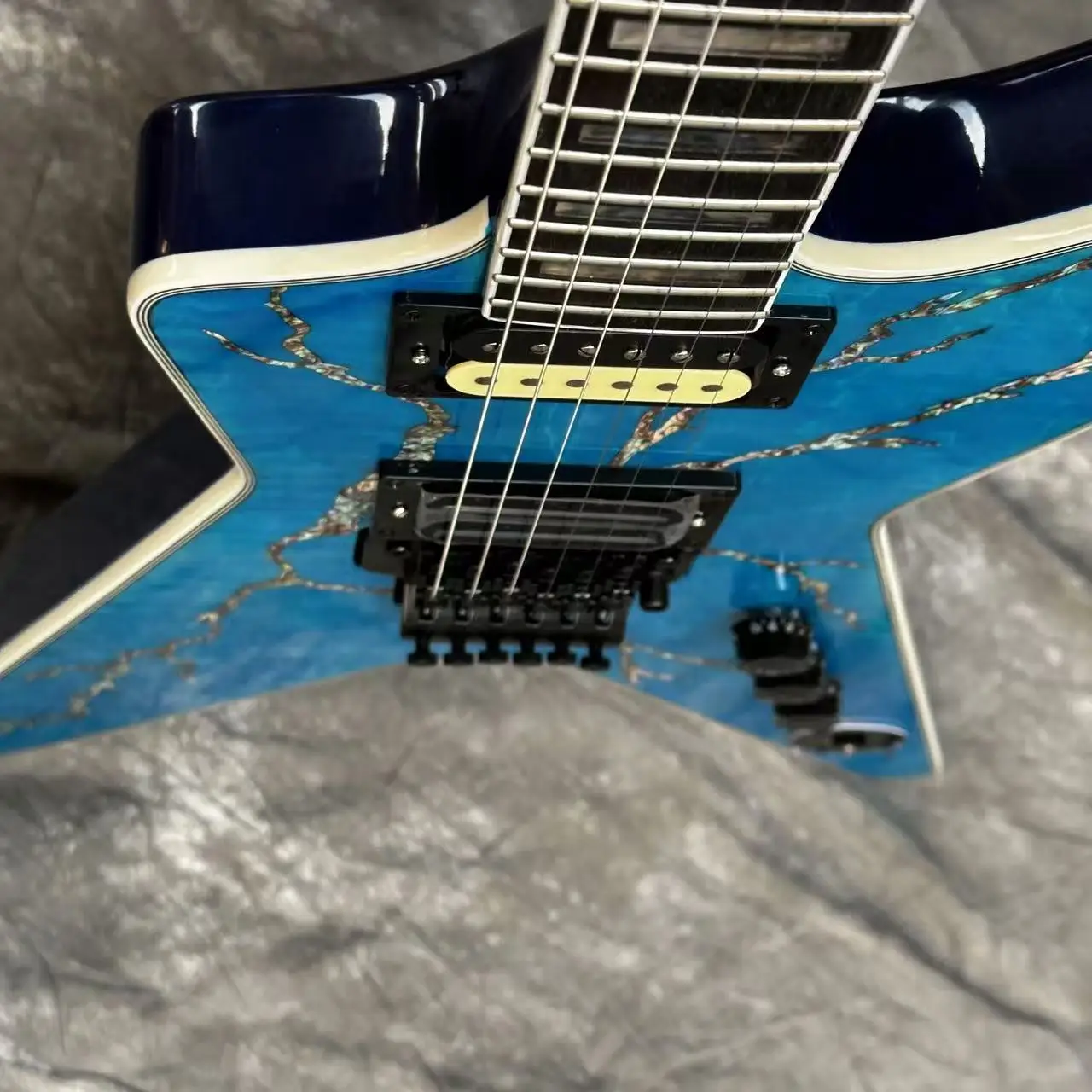 Electric Guitar Washbu.n Shell Inlay Lighting Body Free Ship Blue Shell Dimebag Custom