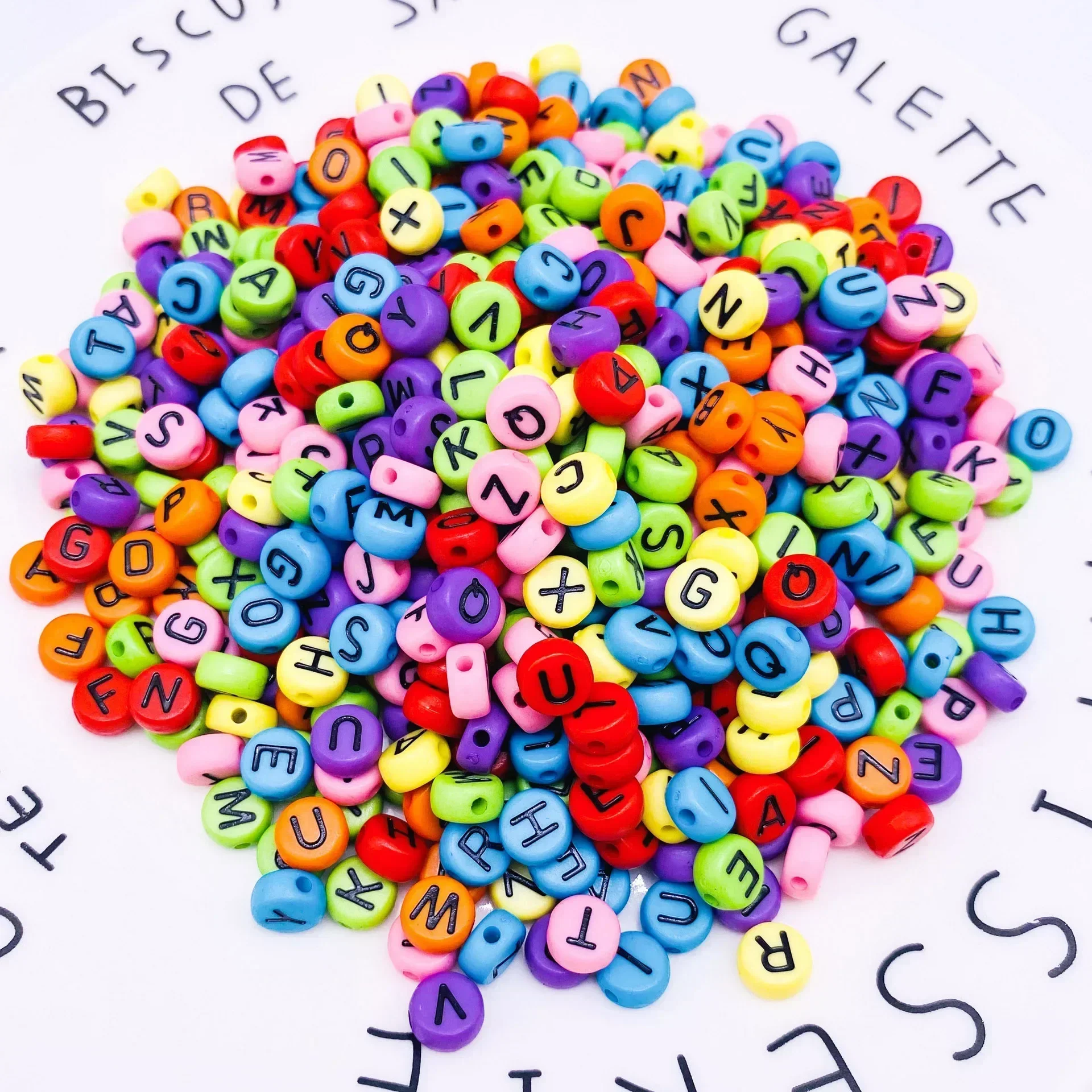 

100-500PCS Colorful Letter Beads Acrylic Round Alphabet Spacer Loose Flat Bead For Jewelry Making Handmade DIY Bracelet Necklace