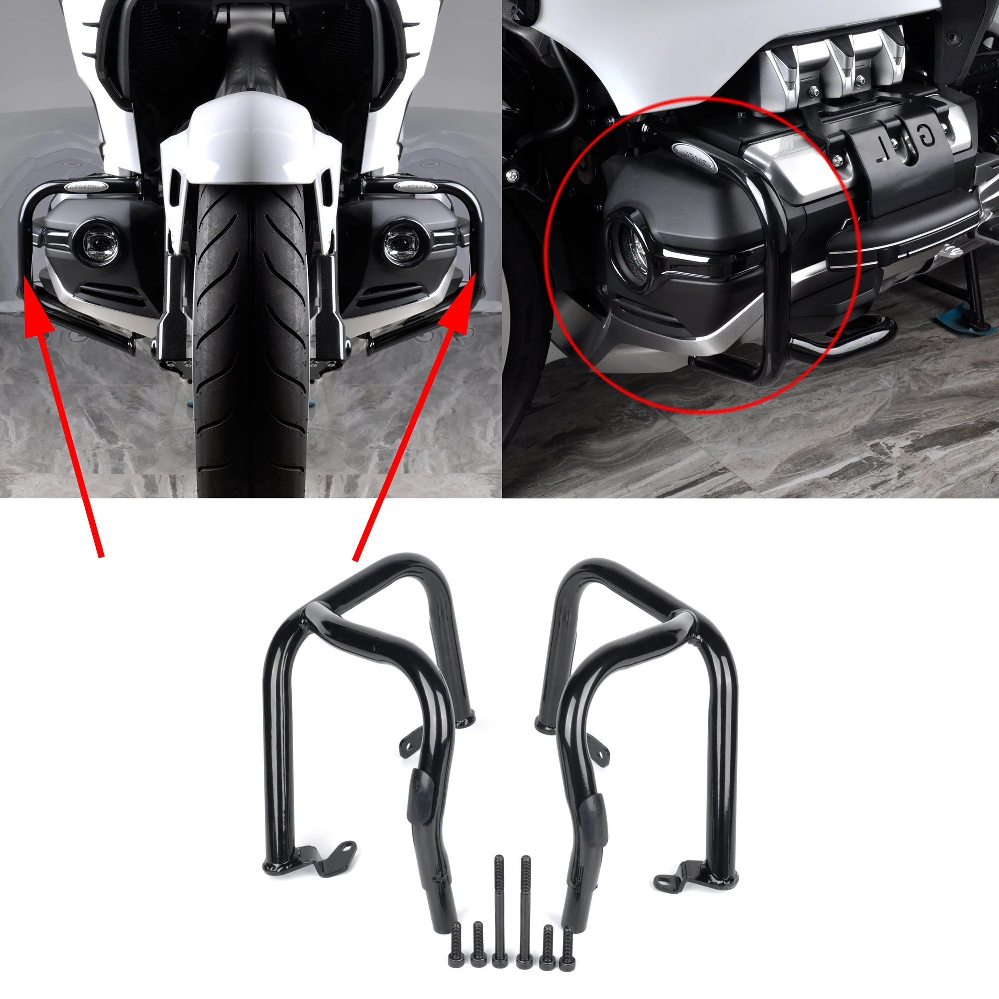 Panical Front Bumper Protector Engine Guard Highway Crash Bar For Honda Goldwing GL1800B F6B 2018-2023 Black