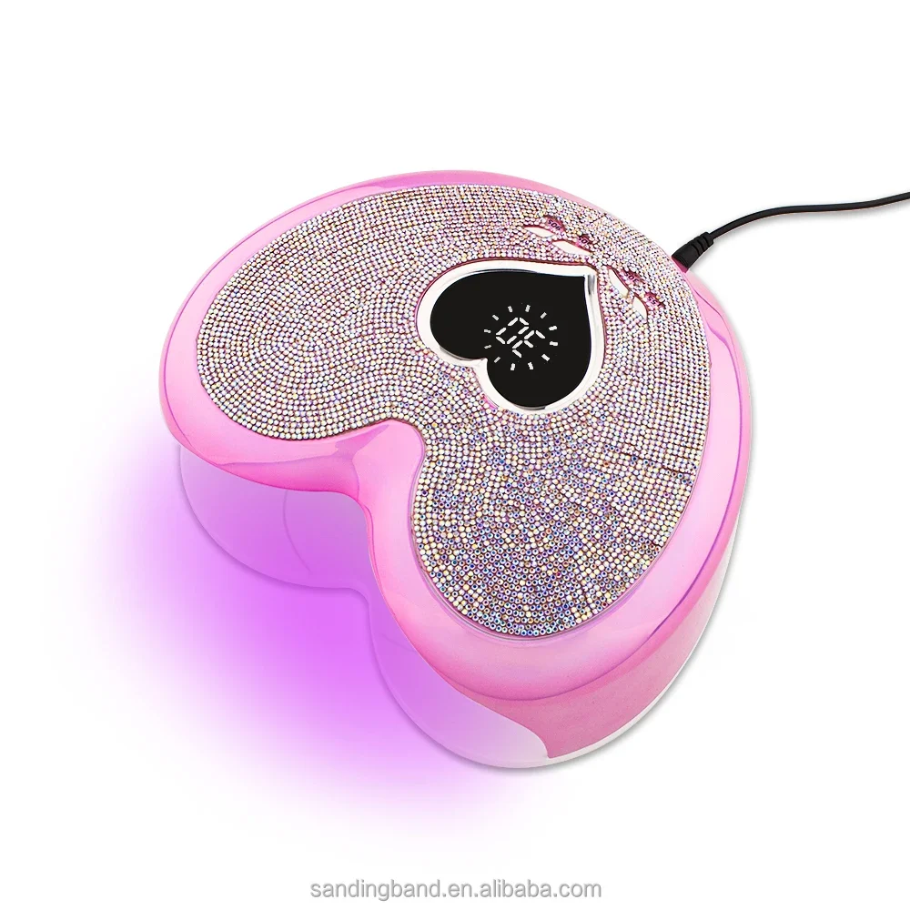 96W Heart Shape UV LED Nail Lamp With Rhinestones Gel Dryer Machine Manicure Professional Led Gel Nail Lamp Nail Art