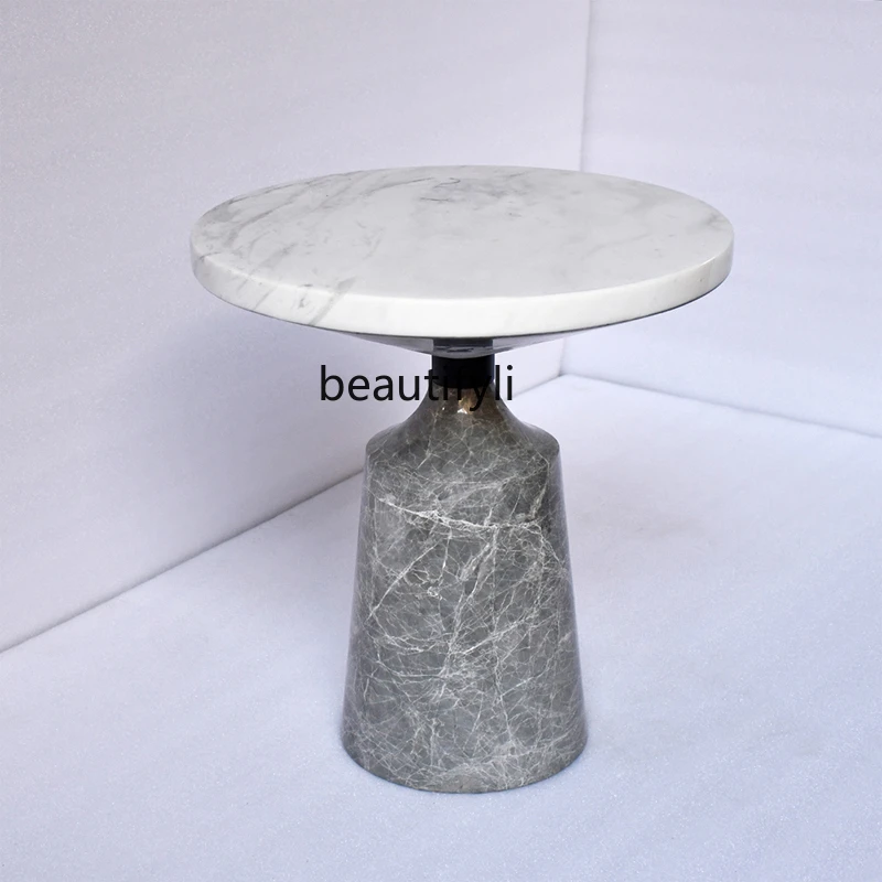 

Italian minimalist natural marble edge few living room designer villa sofa round side table