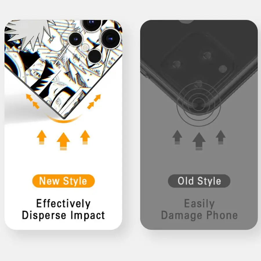 Black Soft Phone Cover Case for Samsung Galaxy S25 Edge S21 FE S20 S24 Plus S23 Ultra Cartoon Cool Kakashi