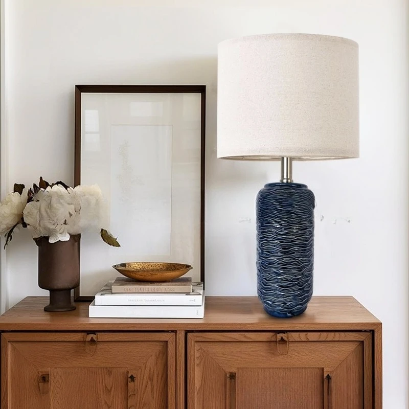 

Ceramic desk lamp light luxury cloth cover dark retro decorative lamp room desk atmosphere