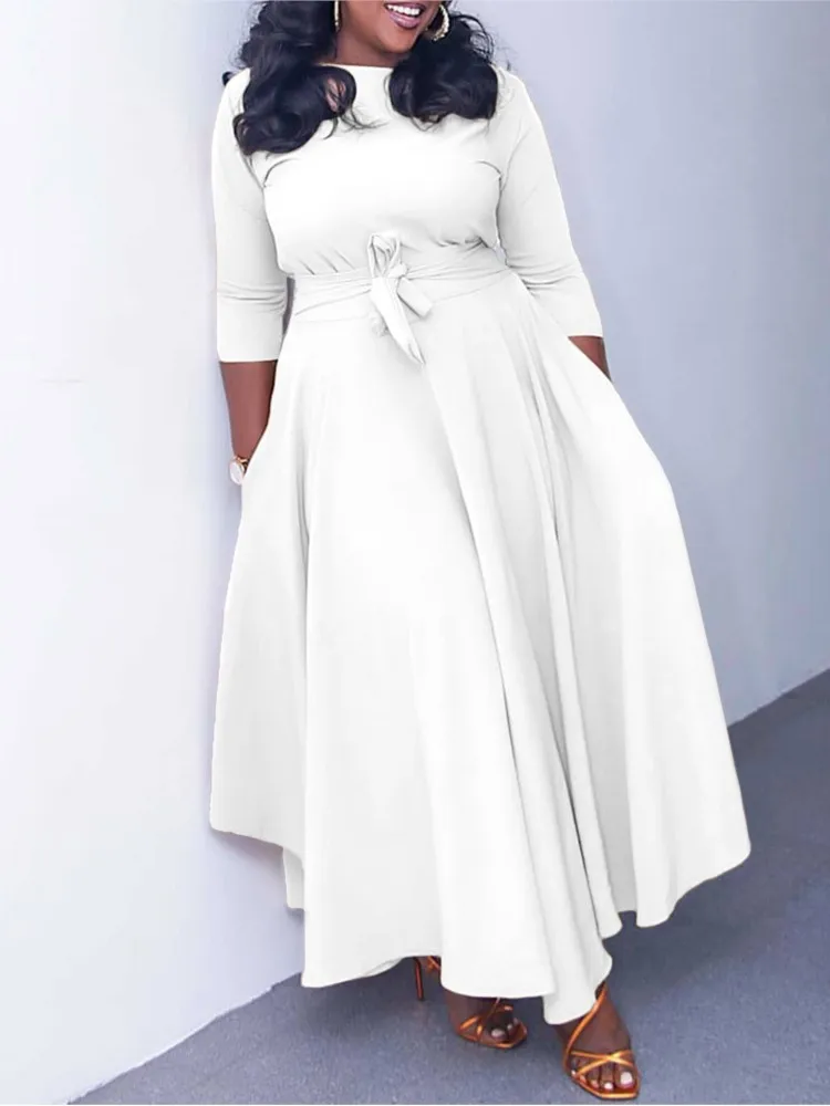 

Spring And Autumn New Fashion Temperament Dress Women's Elegant And Simple Solid Color Lace-on High-waisted Commuting Long Skirt