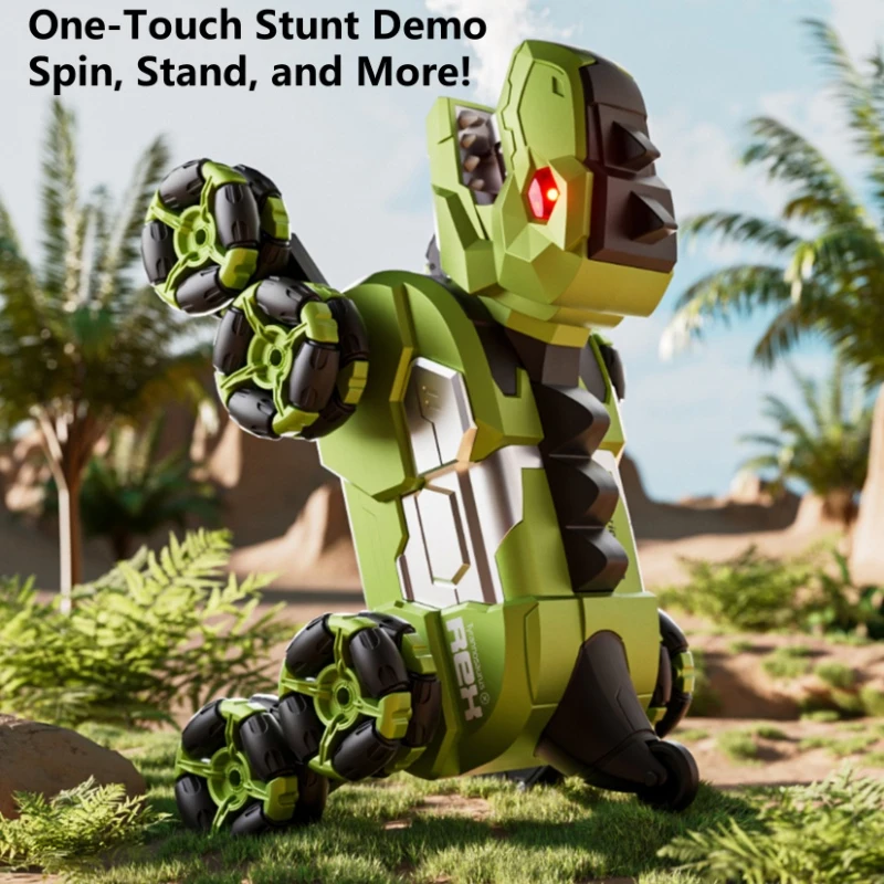 4WD Doppia Modalità di Controllo Remoto Dinosauro Robot Giocattolo 2.4G Gesto di Rilevamento 8 Ruote Stunt Spary Musica Voce di Controllo Remoto Dinosauro