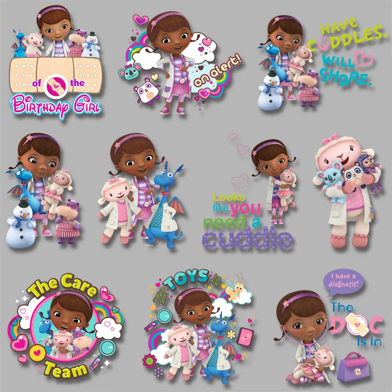 Doc McStuffins Disney TV series Birthday Girl Iron-on Transfers Patches for Kids Clothing Jacket Heat transfer stickers