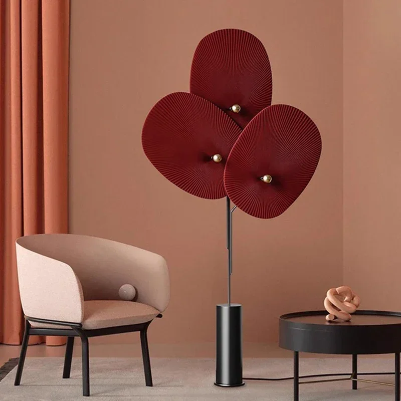 Triple Floral Floor Lamp Fan Shaped red lamp Minimalism Designer colorful lamps Homestay Bedroom Home Living Room couch lamp