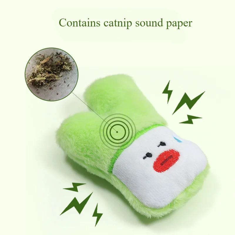 Pet Cat Toy with Funny Design Scallion Cactus Containing Catnip Cat Self Fun Toy