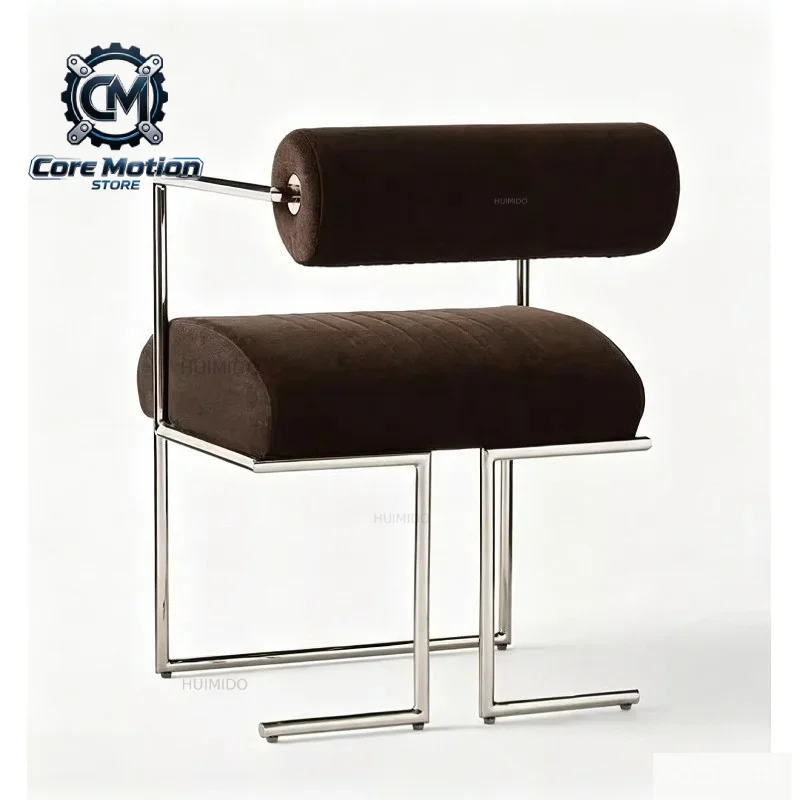Mid-Century Modern Accent Chair, Stainless Steel Frame with Upholstered Seat, for Dining, Study or Vanity view 2