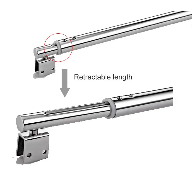 Stainless steel Shower Glass door fixed rod clamp Bathroom glass support bar Plane fixed Adjustable length  easy to install