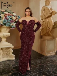 Missord Plus Size Strapless Sequin Split Luxury Prom Evening Formal Occasion Dresses