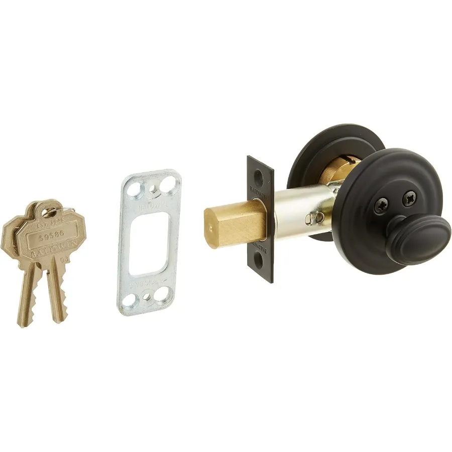 

8231190 Images Traditional Satin Black Keyed Entry Deadbolt for Secure Home Door Access Durable Metal Construction with Reliabl