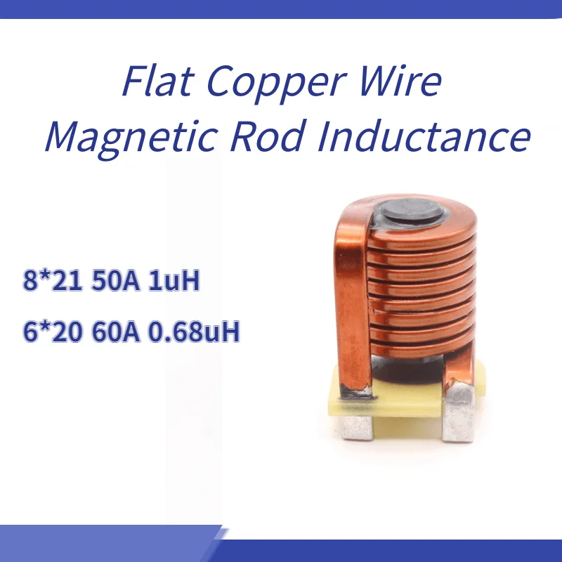 1pcs/Lot Flat Copper Wire High Current Magnetic Rod Inductance R68 60A/2uH 80A DC filtering energy storage choke