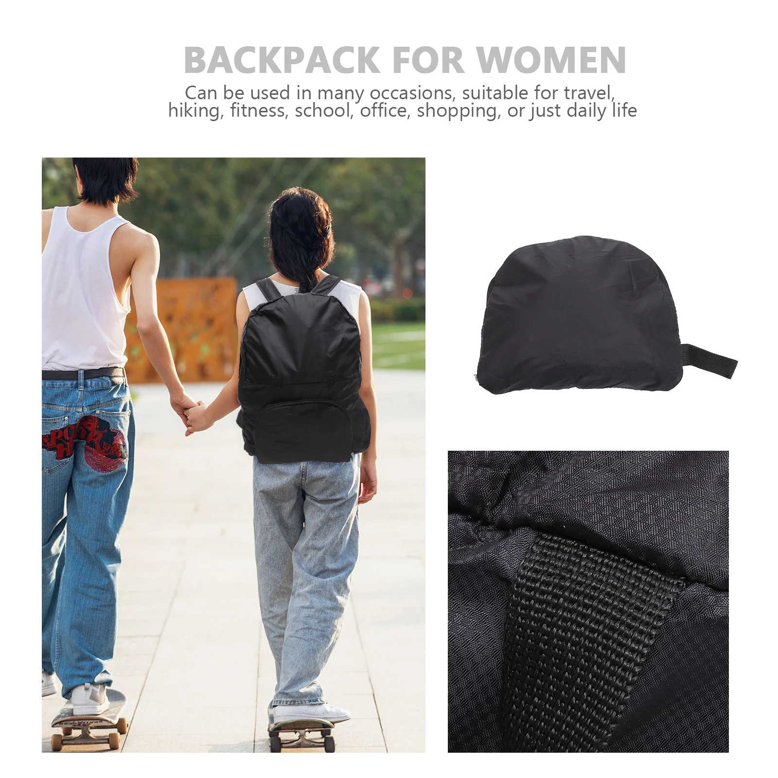 حقيبة ظهر رياضية مقاومة للماء خفيفة الوزن وقابلة للطي وإكسسوارات السفر الخارجية للطائرة والمشي لمسافات طويلة واللياقة البدنية والمكتب المدرسي