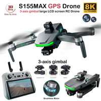 S155 Max GPS Drone 8K Dual HD Camera 7.2inch LCD Screen RC Dron 3-axis Gimbal 5G Brushless Motor 6000M RC Quadcopter FPV Drones