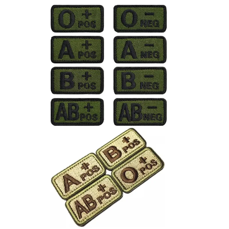 1Pcs Embroidery Patches Blood Type Positive Negative Military Tactics Badge for Backpack Hook & Loop Army Accessories A B O AB