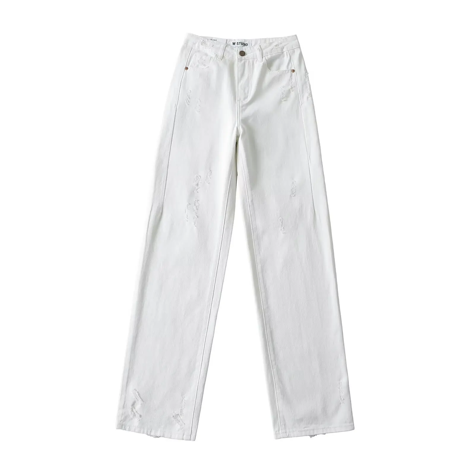 American Style Spicy Girl High Waist Straight Leg Denim Jeans Sweet Net Red Loose Slimming Casual Wide Leg Long Pants