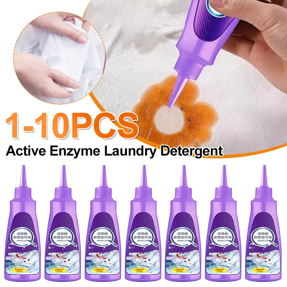 120 ML High Efficiency Active Enzyme Laundry Detergent White Shirt Guardian Works on Most Coffee Mud Grease Oil Stain Remove