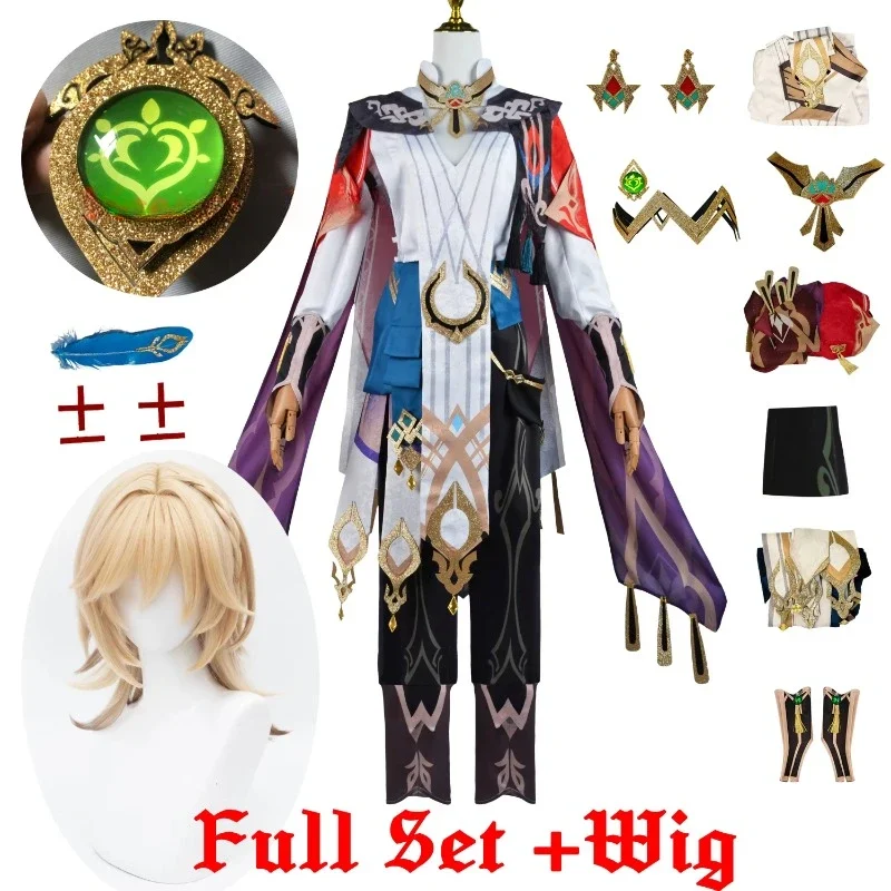 Game Genshin Impact Kaveh Cosplay Costume Uniform Full Set Kaveh Cosplay Suits Heat Resistant Synthetic Wig XS-3XL in Stock