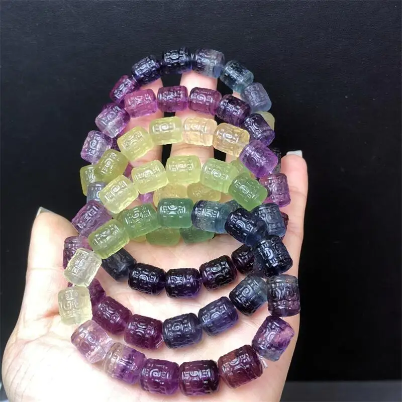 

10x12MM Natural Fluorite Mosaic Bead Bracelet Handmade Women Healing Gemstone Crystal Lovers Girlfriend Gift 1PCS
