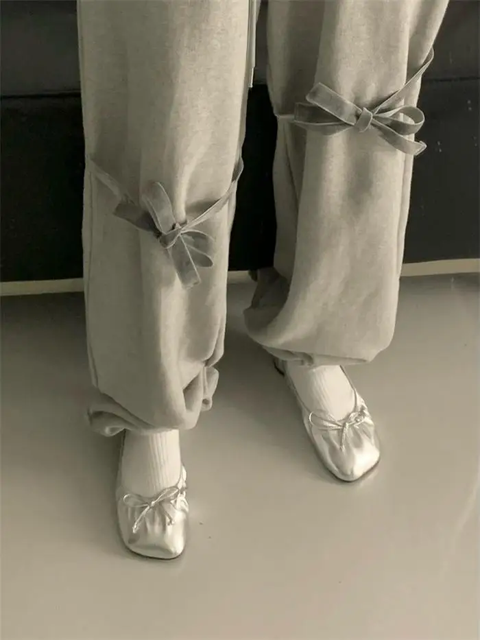 Doux fille velours noeud taille pantalons de sport longue droite taille haute pantalon décontracté trajet Sle femmes Faion